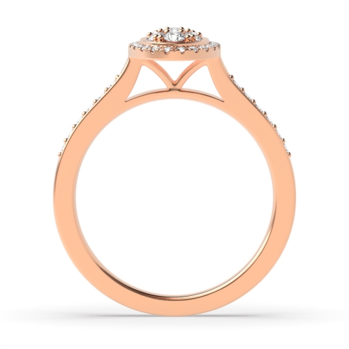 4 Prong Round Rose Gold Oval shaped halo Engagement Rings