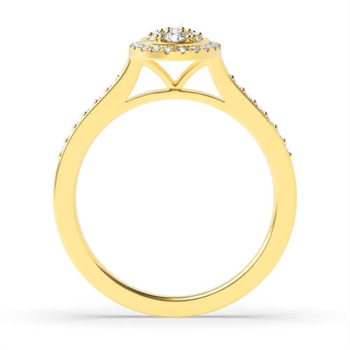 4 Prong Round Yellow Gold Oval shaped halo Cluster Engagement Rings