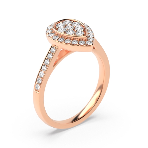 4 Prong Pear Shape Diamond Cluster Diamond Ring (10x7mm, 10x8mm, 12x9mm)