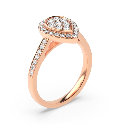 Round Rose Gold Pear shaped halo Engagement Rings