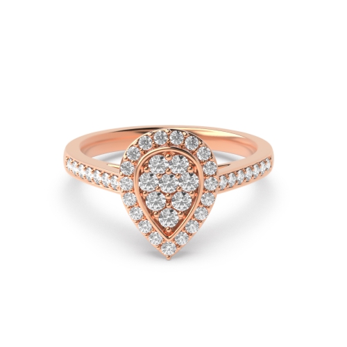 Round Rose Gold Pear shaped halo Engagement Rings