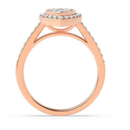 Round Rose Gold Pear shaped halo Engagement Rings