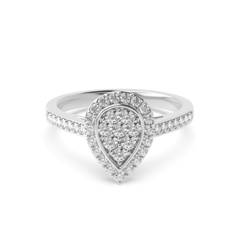 Round Pear shaped halo Moissanite Engagement Rings
