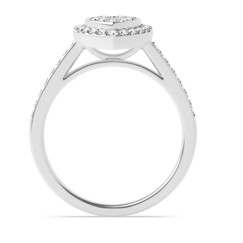 Round Pear shaped halo Moissanite Engagement Rings