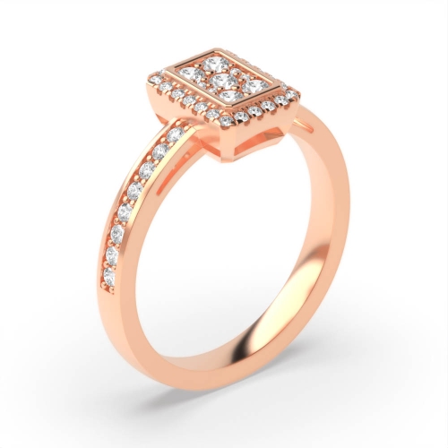 4 Prong Round Rose Gold Emerald shaped halo Engagement Rings