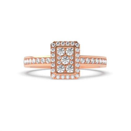 4 Prong Round Rose Gold Emerald shaped halo Engagement Rings