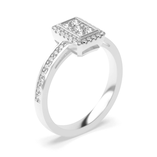 4 Prong Round Emerald shaped halo Moissanite Engagement Rings