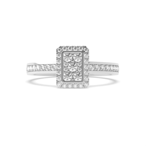 4 Prong Round Emerald shaped halo Moissanite Engagement Rings