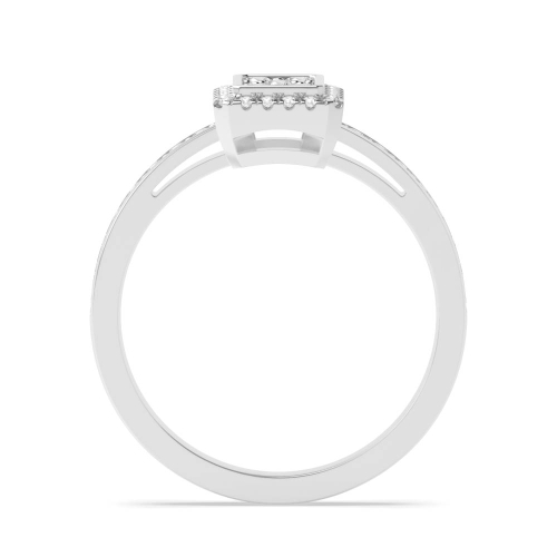 4 Prong Round Emerald shaped halo Moissanite Engagement Rings