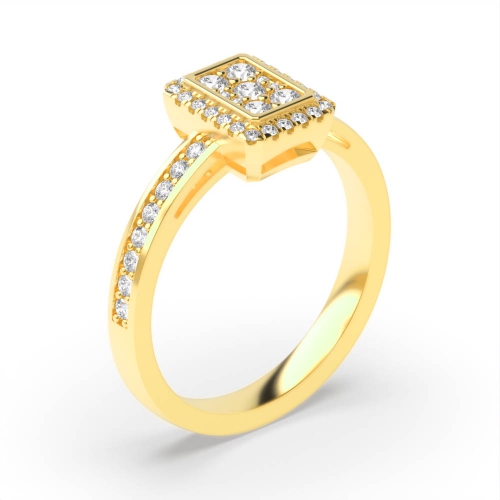 4 Prong Round Yellow Gold Cluster Diamond Ring