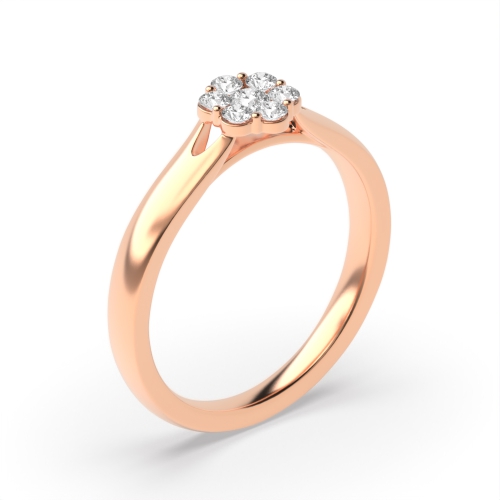 4 Prong Round Rose Gold Spilt shoulder flower shaped Engagement Rings