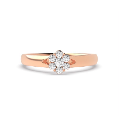4 Prong Round Rose Gold Spilt shoulder flower shaped Engagement Rings