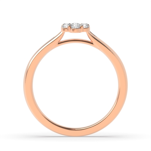 4 Prong Round Rose Gold Spilt shoulder flower shaped Engagement Rings