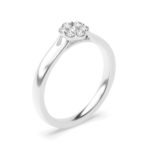 4 Prong Round Spilt shoulder flower shaped Naturally Mined Diamond Engagement Rings