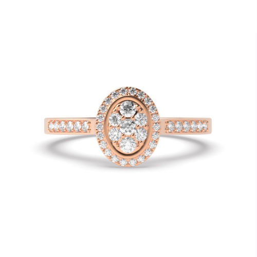 4 Prong Round Rose Gold Halo oval shaped Engagement Rings