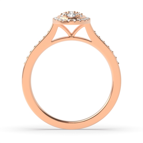 4 Prong Round Rose Gold Halo oval shaped Engagement Rings