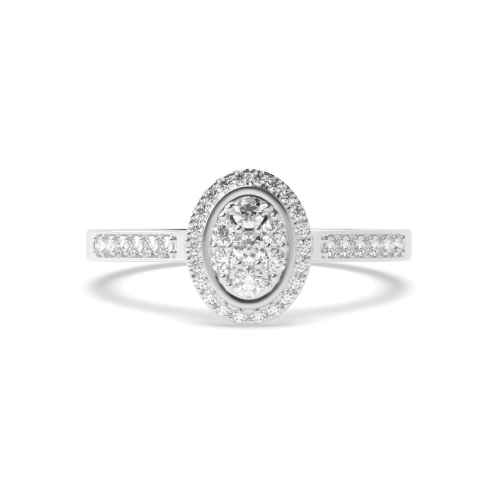 4 Prong Round Halo oval shaped Naturally Mined Diamond Engagement Rings