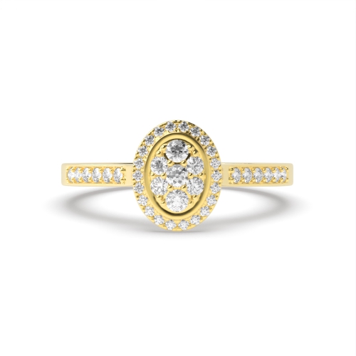 4 Prong Round Yellow Gold Cluster Diamond Ring