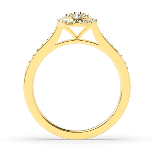 4 Prong Round Yellow Gold Cluster Diamond Ring