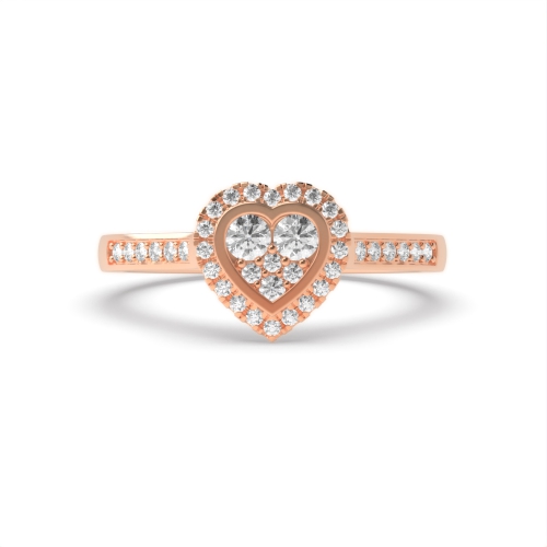 4 Prong Round Rose Gold Heart shaped halo Engagement Rings