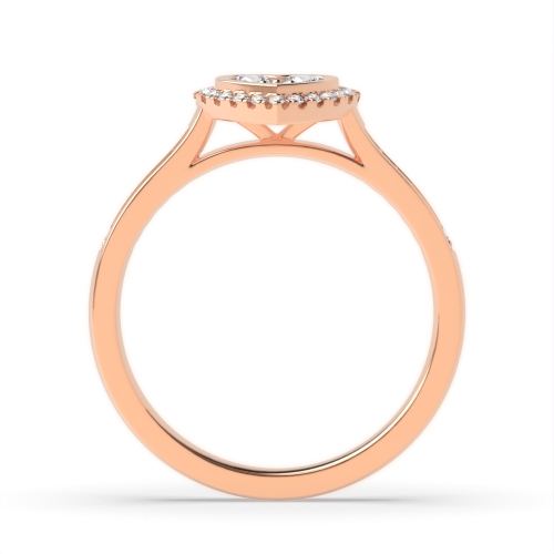 4 Prong Round Rose Gold Heart shaped halo Engagement Rings