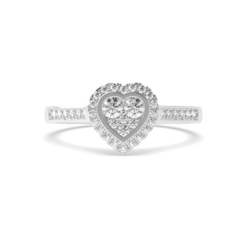 4 Prong Round Heart shaped halo Naturally Mined Diamond Engagement Rings
