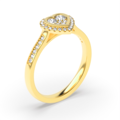 4 Prong Round Yellow Gold Cluster Diamond Ring