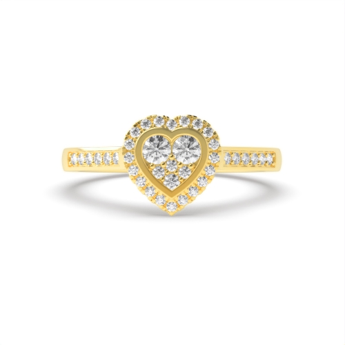 4 Prong Round Yellow Gold Cluster Diamond Ring