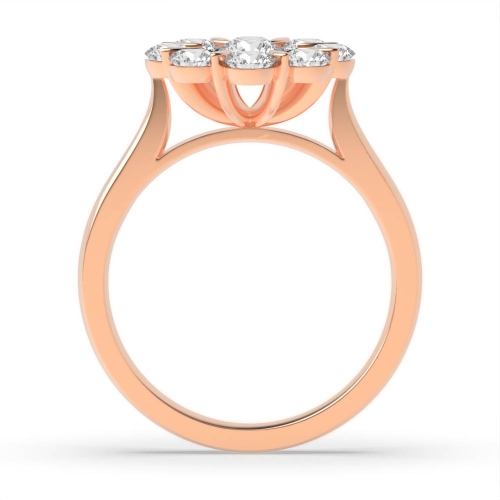 4 Prong Round Rose Gold flower Illusion Set Engagement Rings