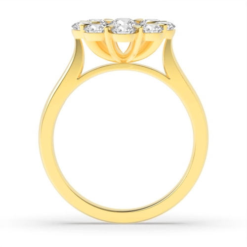 4 Prong Round Yellow Gold Illusion flower Cluster Engagement Rings