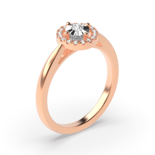 4 Prong Round Rose Gold Brilliant Illusion Set Engagement Rings
