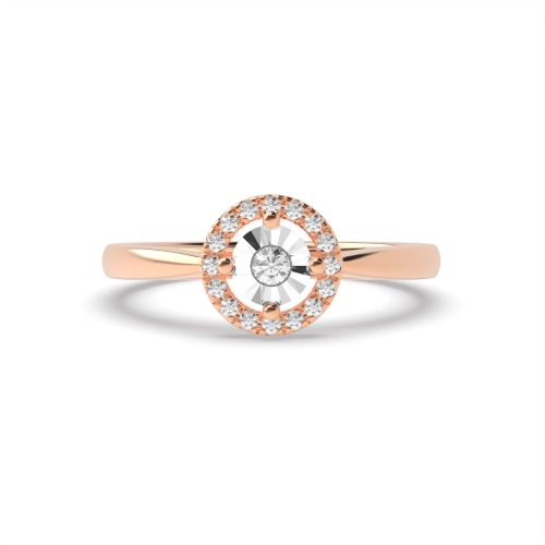 4 Prong Round Rose Gold Brilliant Illusion Set Engagement Rings