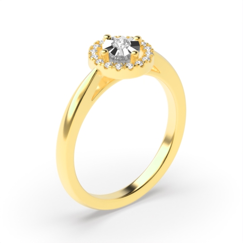 4 Prong Round Yellow Gold Brilliant Cluster Engagement Rings