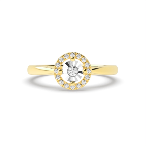 4 Prong Round Yellow Gold Brilliant Cluster Engagement Rings