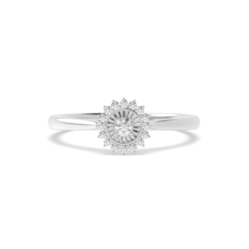 4 Prong Round Silver Radiant Illusion Set Engagement Rings