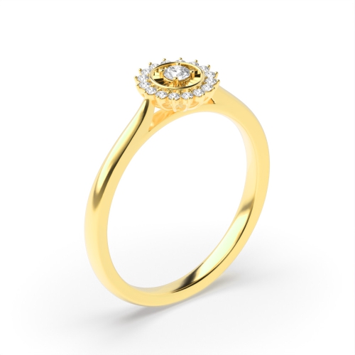 4 Prong Round Yellow Gold Radiant Cluster Engagement Rings