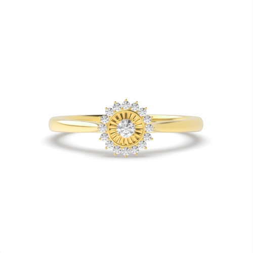 4 Prong Round Yellow Gold Radiant Cluster Engagement Rings