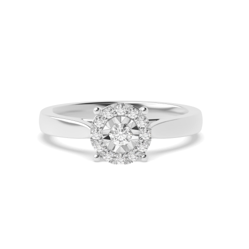 4 Prong Round Illusion Cluster Engagement Ring
