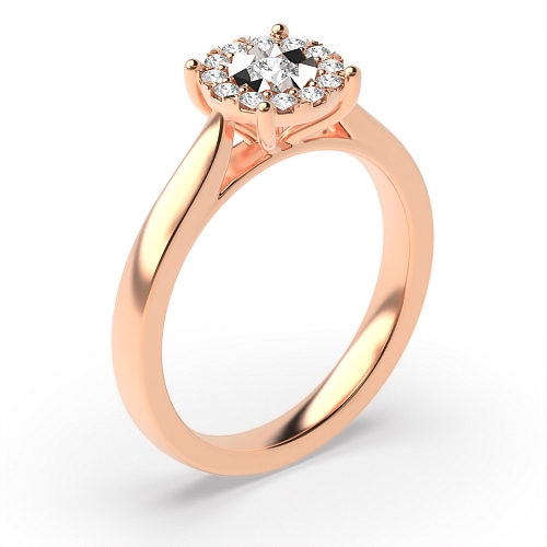 4 Prong Round Rose Gold Midset halo illusion Illusion Set Engagement Rings
