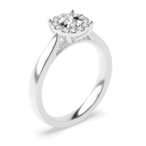 4 Prong Round Illusion Cluster Engagement Ring