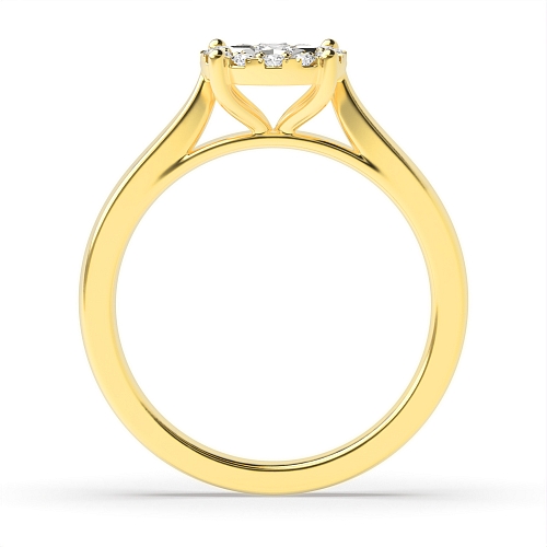 4 Prong Round Yellow Gold Midset halo illusion Cluster Engagement Rings