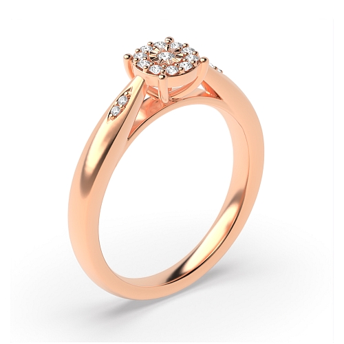 Round Rose Gold set side stone Illusion Set Engagement Rings