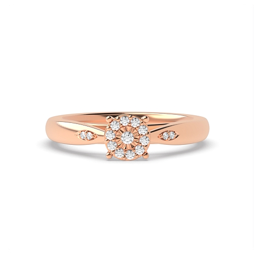 Round Rose Gold set side stone Illusion Set Engagement Rings