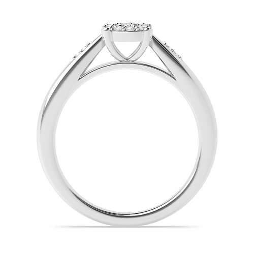 4 Prong Round illusion set side stone Cluster Engagement Ring