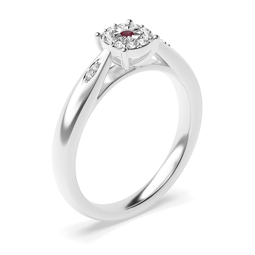 Round Illusion set side stone Ruby Engagement Rings