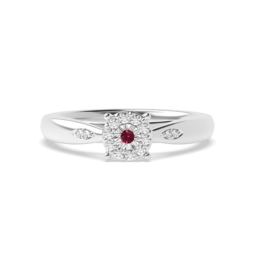 Round Illusion set side stone Ruby Engagement Rings