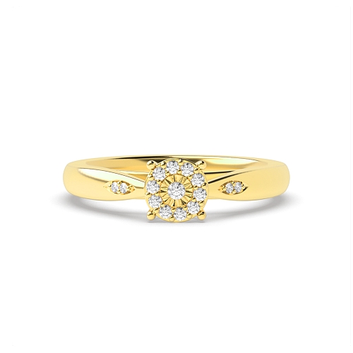 Round Yellow Gold set side stone Illusion Set Engagement Rings