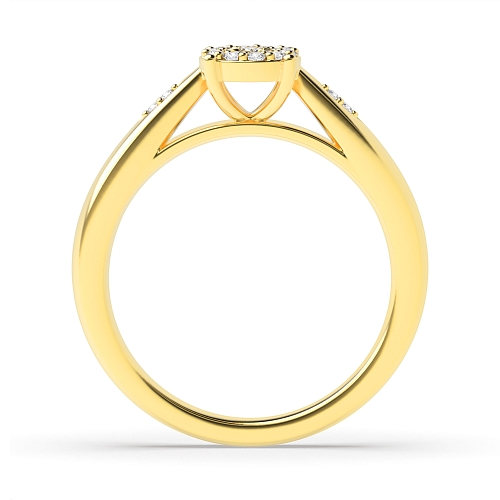 Round Yellow Gold set side stone Illusion Set Engagement Rings
