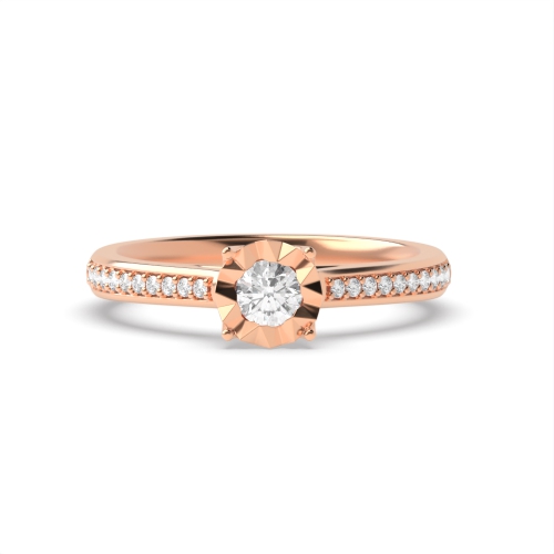 4 Prong Round Rose Gold Cluster Diamond Ring
