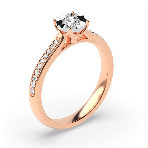 Round Rose Gold Whisper Illusion Set Engagement Rings